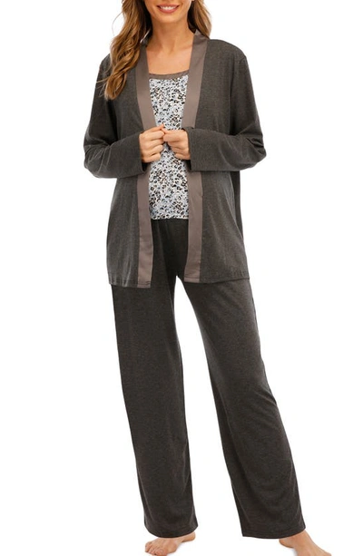 Savi Mom Maternity/nursing Robe, Tank & Lounge Pants Set In Multi