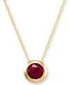 Macy's Birthstone 18" Bezel Pendant Necklace In 14k Gold In Ruby/yellow Gold