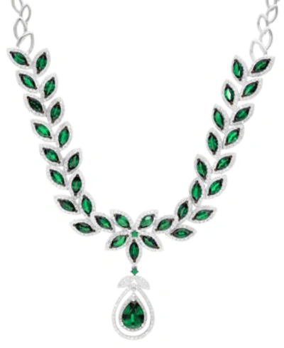 Effy Collection Brasilica By Effy Emerald (11-3/4 Ct. T.w.) And Diamond (2-3/4 Ct. T.w.) Pendant Necklace In 14k Gol In Silver
