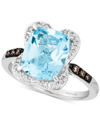 Le Vian Blue Topaz (4-1/4 Ct. T.w.) & Diamond (1/5 Ct. T.w.) Ring In 14k White Gold