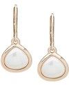 Anne Klein Gold-tone Imitation Pearl Drop Earrings In Pearl