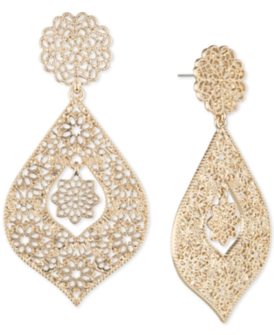 Marchesa Gold-tone Filigree Orbital Statement Earrings