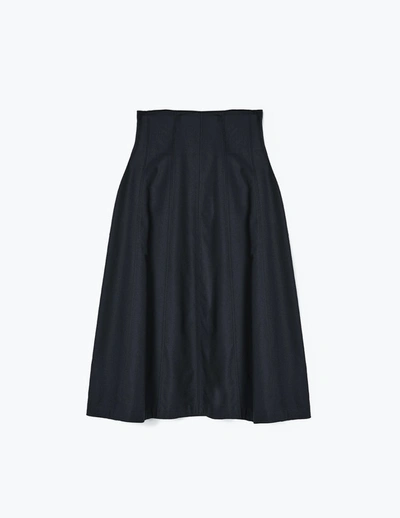A-line Black Panel-detailing Flared Skirt