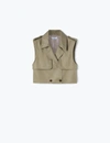 A-LINE OLIVE-BEIGE CROPPED TRENCH VEST