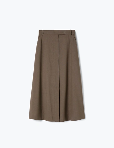 A-line High-waisted Midi Skirt In Morning-coffee