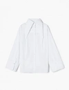 A-LINE WHITE TIED-DETAIL HIGH-NECK BLOUSE