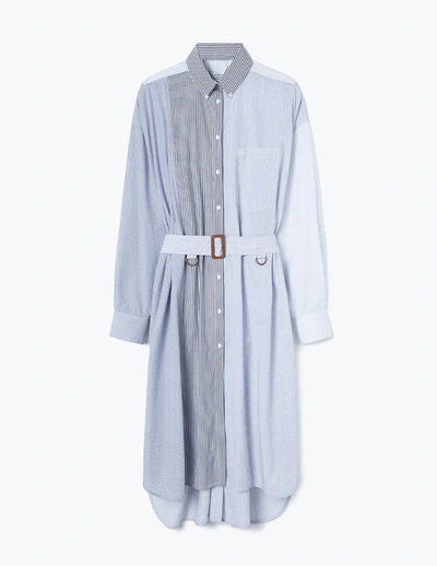 A-line Stripes Belt-detailing Overshirt In Tailored-stripes