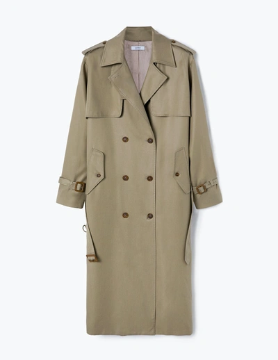 A-line Olive-bege Belted Trench Coat