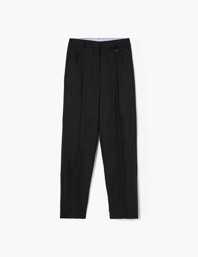 A-line Black Pleat Detail Straigh-leg Trousers