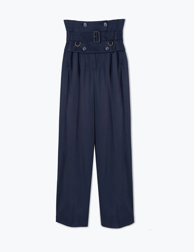A-line High-waisted Smoking Trousers In Evening-blue