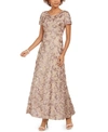 Alex Evenings Rosette A-line Gown In Champagne