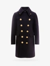 Dsquared2 Black Coat With Double-breasted Fastening And Branded Buttons In Wool Man In Blue