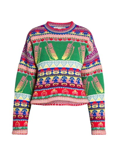 Stella Mccartney Keep In Touch Intarsia Wool-blend Sweater In Multi-colour