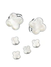 Jan Leslie Men's Clover Mother-of-pearl 6-piece Cufflinks & Tuxedo Stud Set In Silver