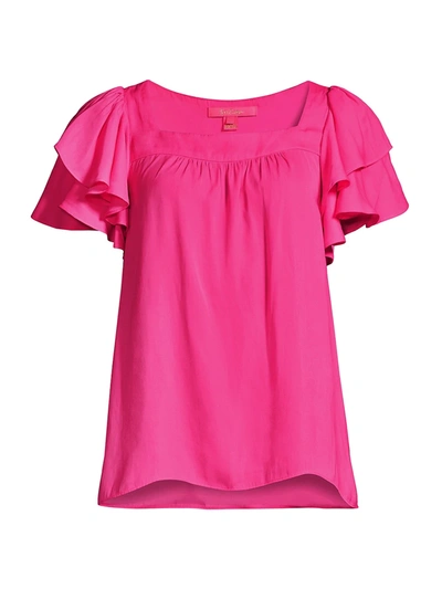 Lilly Pulitzer Devina Flounce Top In Plumeria Pink