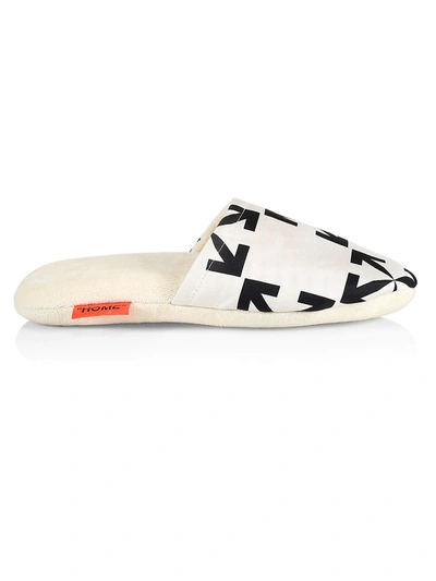 Off-white White & Black Arrow Motif Slippers In White Black