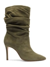 Schutz Ashlee Ruched Suede Stiletto Boots In Green