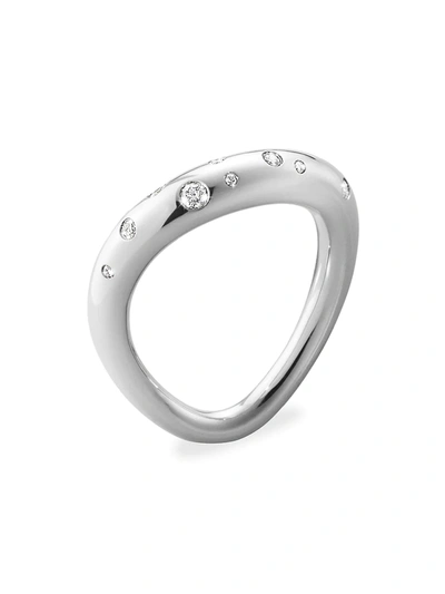 Georg Jensen Sterling Silver Offspring Diamond Wavy Ring