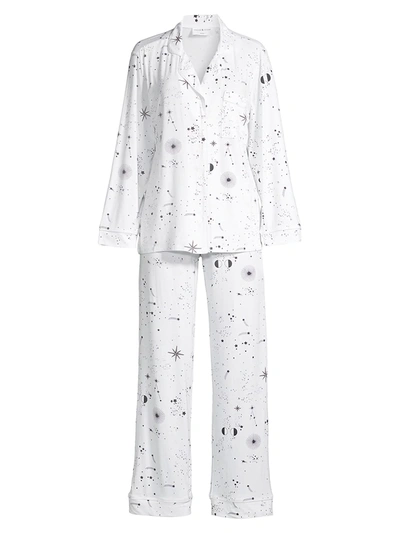Stripe & Stare Astrology 2-piece Pajama Set In White