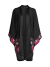 JOSIE NATORI WOMEN'S EMBROIDERED SILK OPEN ROBE,400014938766