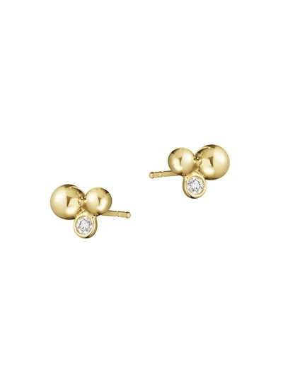 Georg Jensen 18k Yellow Gold Moonlight Grapes Diamond Grape Cluster Stud Earrings