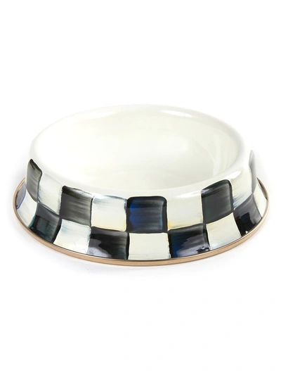 Mackenzie-childs Courtly Check Enamel Cat Dish In Black
