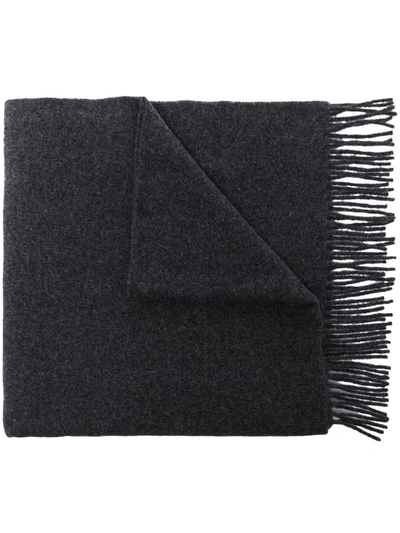 Totême Fringed-edge Wool Scarf In Dark Grey