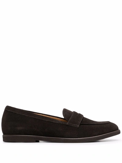 Scarosso Monica Leather Loafers In Brown