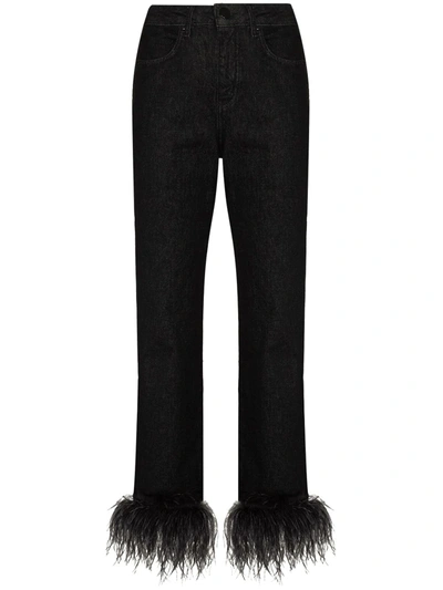 16arlington Feather-trimmed High-rise Skinny Jeans In Black