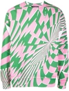 Stella Mccartney Womens Multicolor X Ed Curtis Optical Geometric-print Cotton-jersey Sweatshirt Xs In Pink