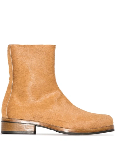 Our Legacy Brown Camion Textured Ankle Boots In Neutrals