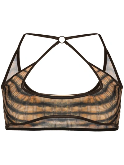 Knwls Nulle Printed Sheer Bralette In Yellow