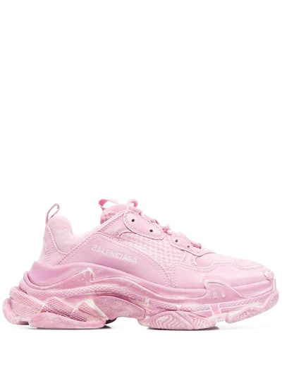Balenciaga Triple S Low-top Sneakers In Pink Faded