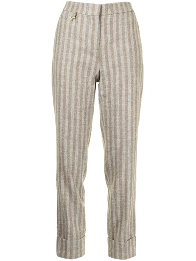 Lorena Antoniazzi Striped-print Straight Trousers In Grey