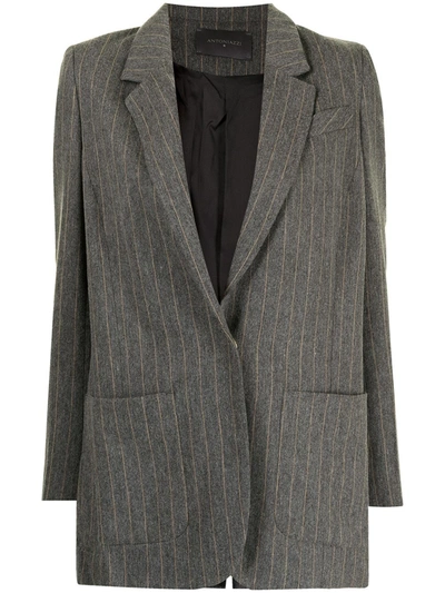 Lorena Antoniazzi Striped Single-breasted Blazer In Grey