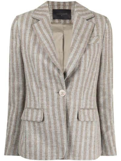 Lorena Antoniazzi Alpaca-blend Striped Blazer In Grey