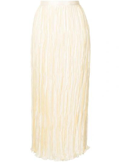 Andrew Gn Silk-satin Pleated Pencil Skirt In Neutrals