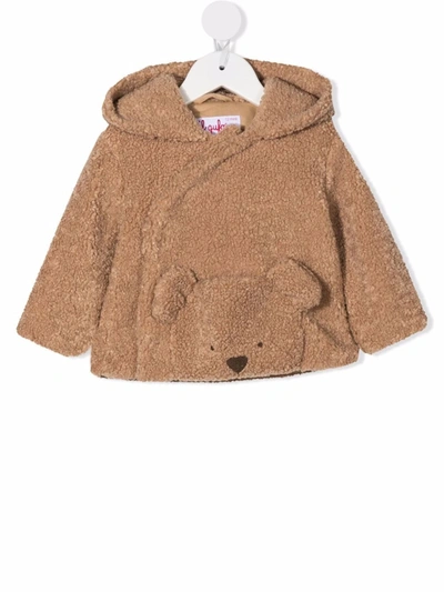 Il Gufo Babies' Teddy-pouch Textured Jacket In Brown
