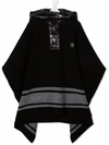 Moncler Black Poncho For Kids With Logo In Black