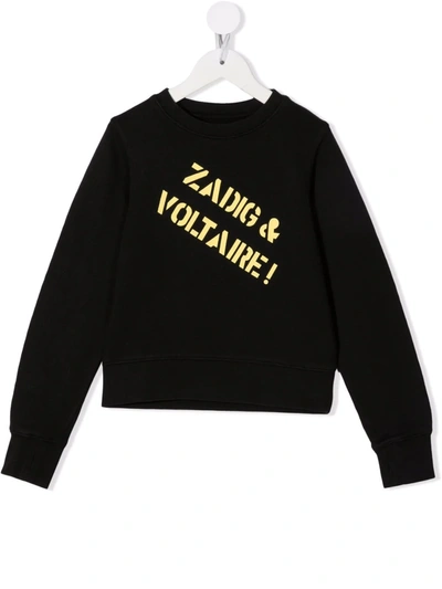 Zadig & Voltaire Kids' Logo-print Crewneck Sweatshirt In Black