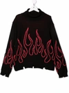 Vision Of Super Distressed Flame-trim Rollneck Sweater In Black