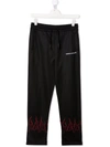 Vision Of Super Teen Flame-trim Straight Joggers In Black