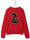 Zadig & Voltaire Logo-knit Wool-cashmere Jumper In Red