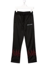 Vision Of Super Teen Flame-trim Straight Joggers In Black
