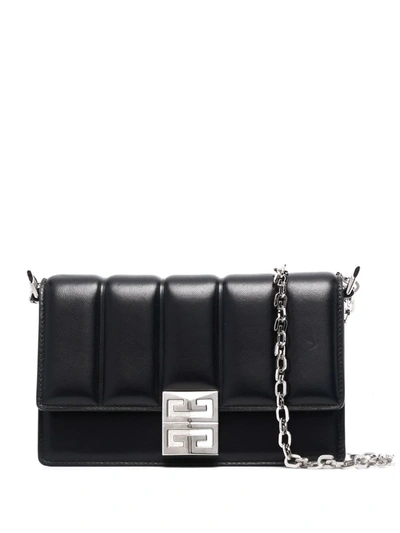 Givenchy Quilted Logo-buckle Leather Crossbody Bag In Black