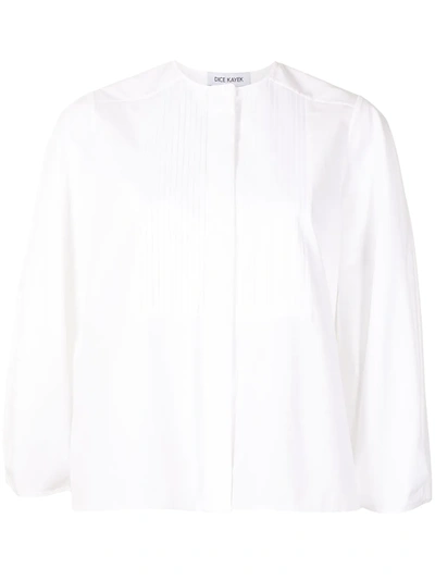 Dice Kayek Ribbed Collarless Shirt In White