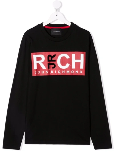 John Richmond Junior Teen Logo Print T-shirt In Black