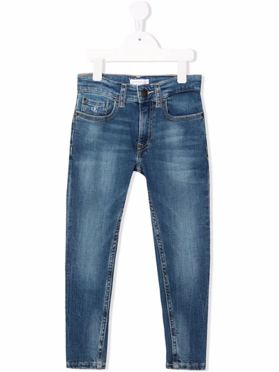Calvin Klein Kids' Low-rise Straight-leg Jeans In Blue