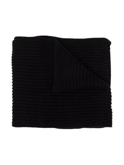 Calvin Klein Kids' Logo-embroidered Organic Cotton Scarf In Black