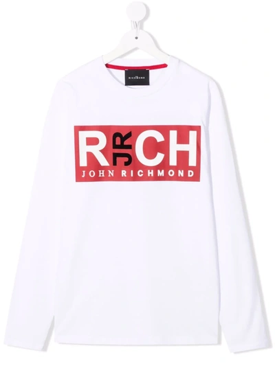 John Richmond Junior Teen Logo Print T-shirt In White